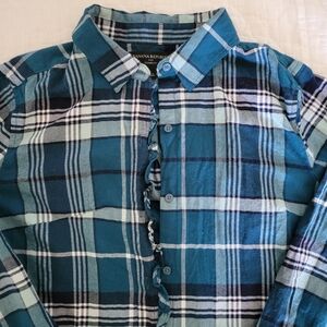 Banana Republic Women's flannel shirt with ruffle accent